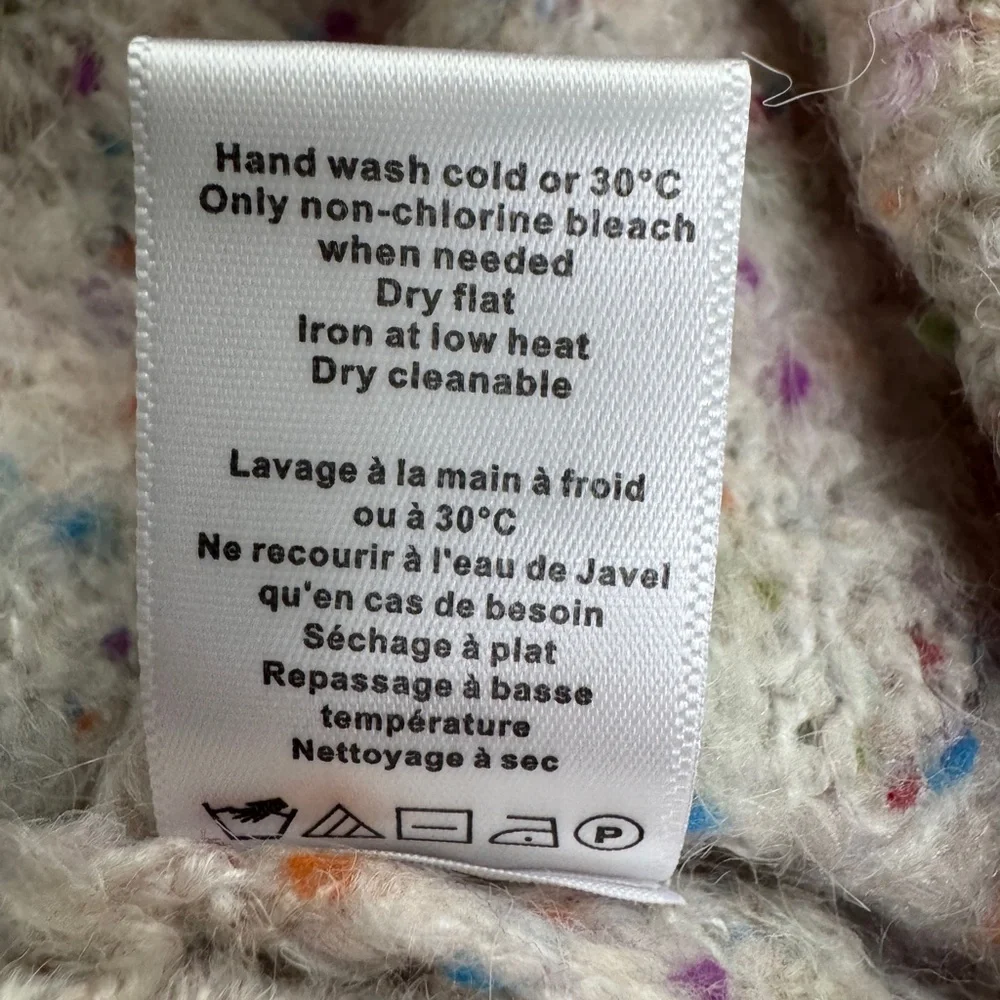 NWT Spiritual Gangster Beatrice Peace Out Wool Blend Speckled Sweater in Birch M